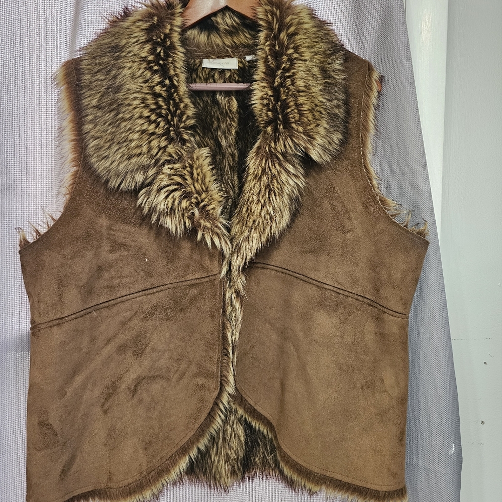 Chico brown faux suede vest size 3